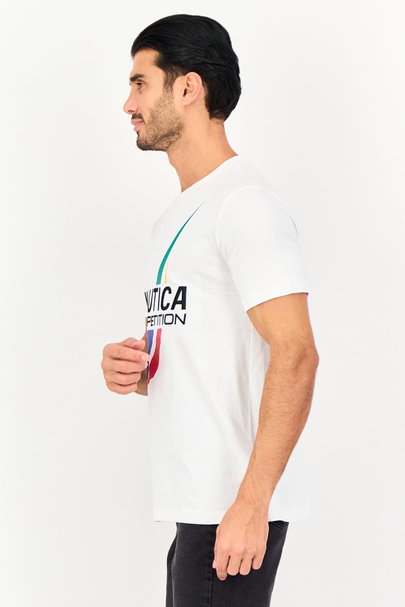 NAUTICA Men Short Sleeve Brand Logo T-Shirt, White - Image 2