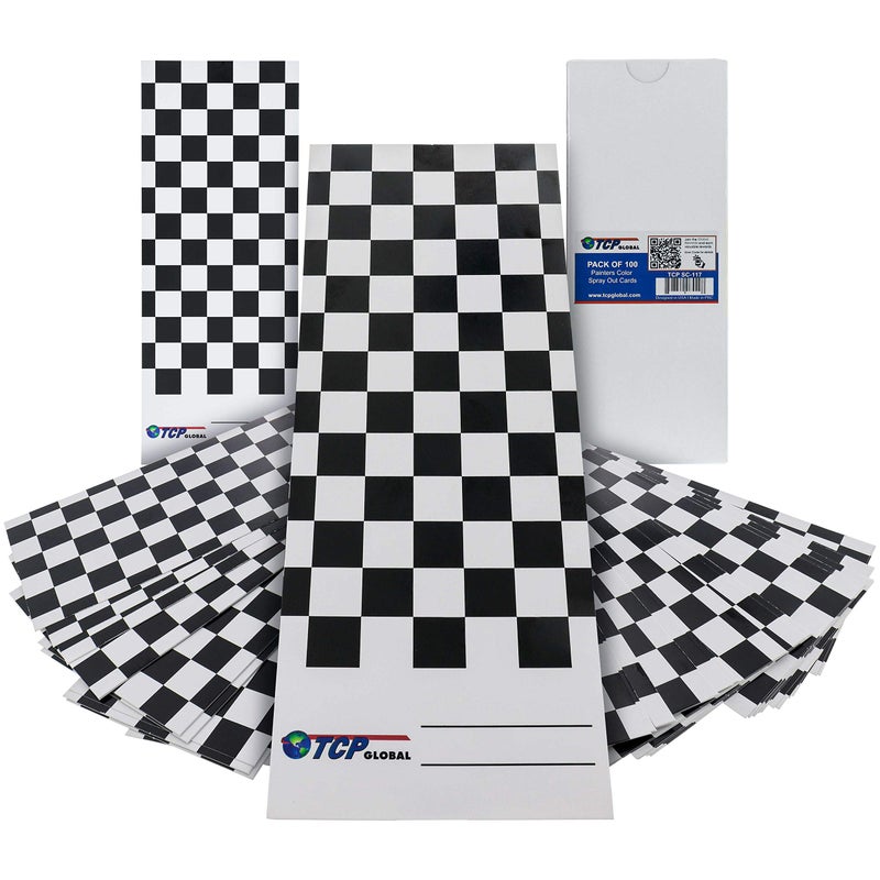 TCP Global Paint Color Matching Spray Out Cards Pack of 100 Checkered Test Panels for Coating Coverage Hiding Power Sheen Metallic Flow Check Color Accuracy Automotive Bodyshop Spray Gun