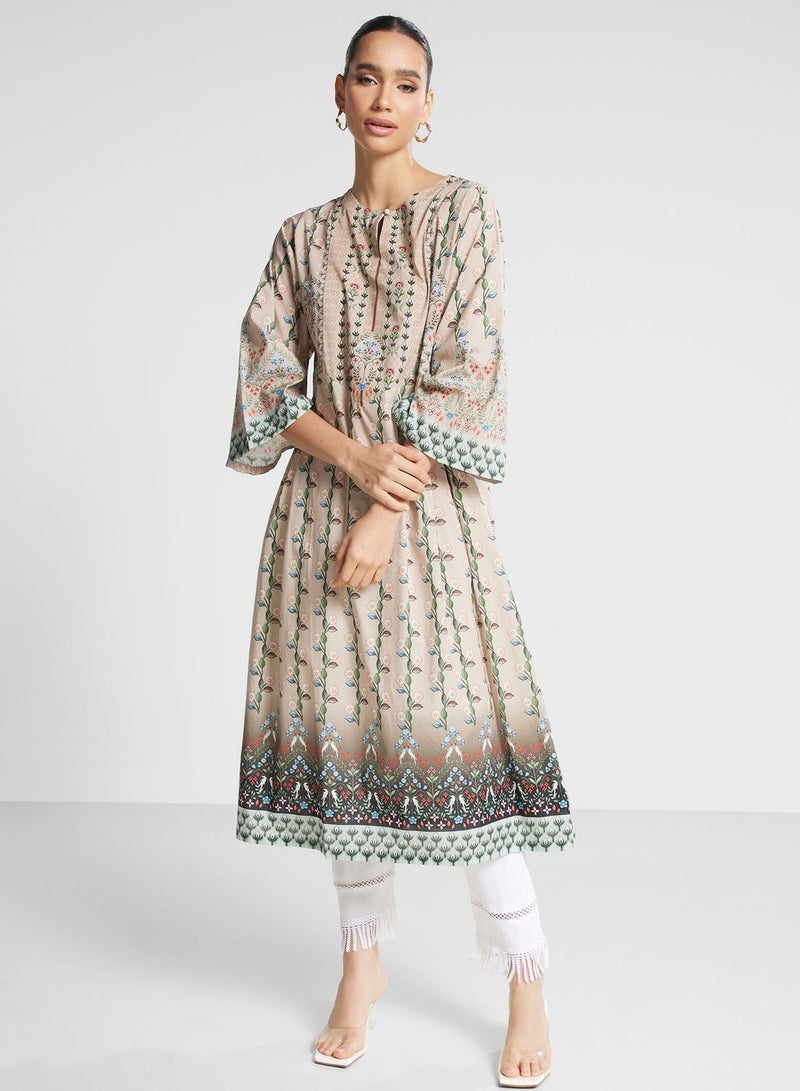 نيشات لينين كورتي مطبوع بأكمام واسعة - Image 4