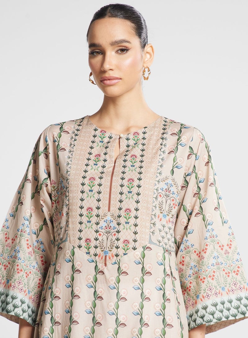 نيشات لينين كورتي مطبوع بأكمام واسعة - Image 3