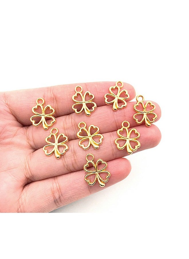 ALIMITOPIA 100Pcs Four Leaf Clover Lucky Charms Pendents For Diy Bracelet Necklace Jewelry Making Findings(Golden)  - Image 1