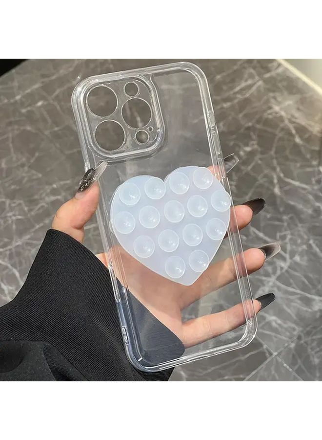 Blue Heart Suction Cup Phone Case Compatible with iPhone 14 Pro Transparent Cover - Image 4