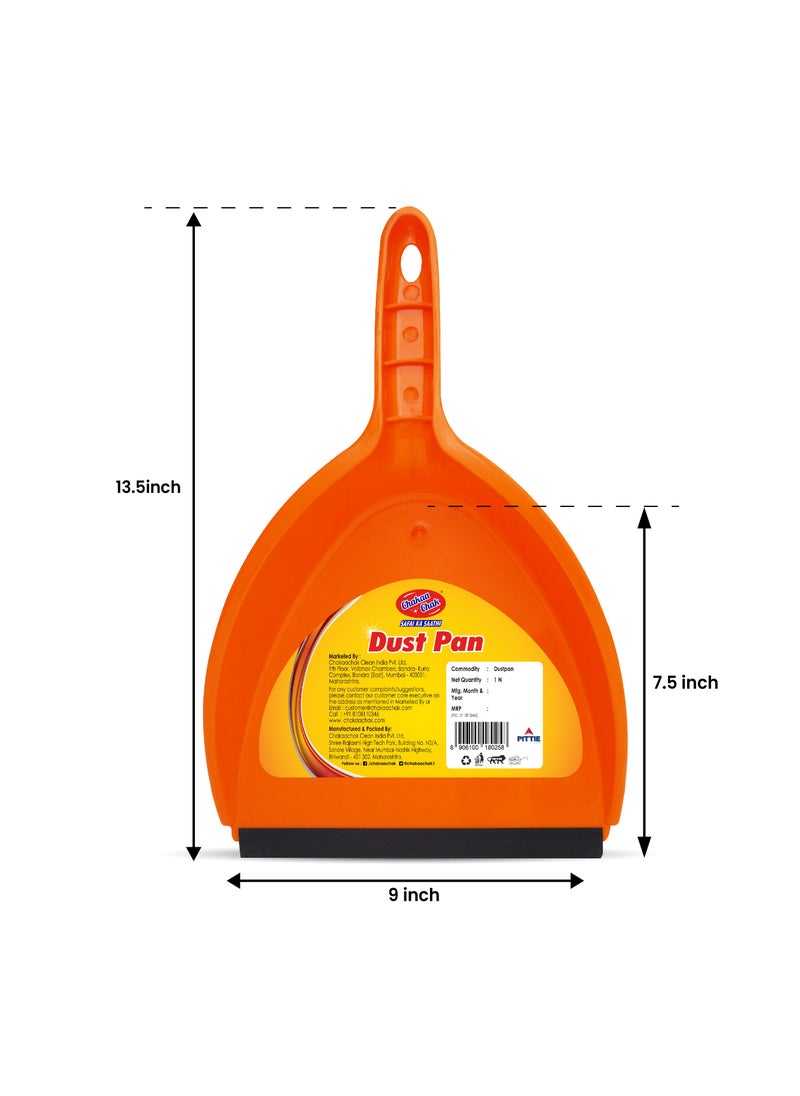Chakaa chak Heavy Duty Dust Pan with Rubber Edge, 13" Handheld Dustpan with Hanging Hole for Home/Household Cleaning, Industrial, Countertops (Orange)  - Image 2