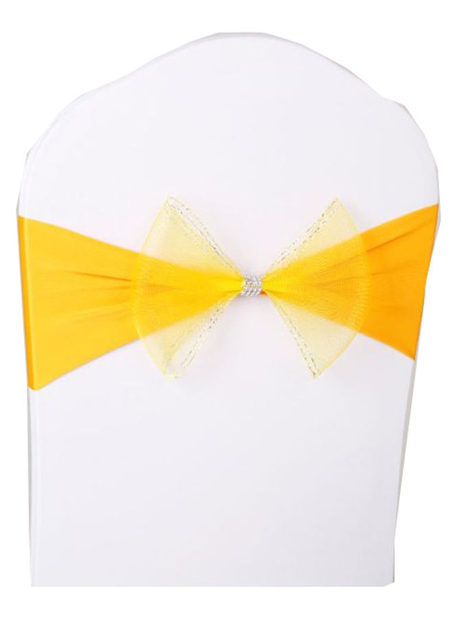 Loquat Chair Sash Bow Elastic Back Tie Bands for Wedding/Party/Ceremony/Banquet Yellow