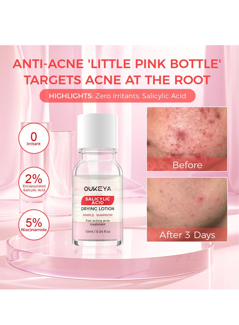 OUKEYA Acne Drying Lotion with Salicylic Acid – Double Acid Formula for Acne-Prone Skin, Oil Control, Redness Relief, Fade Marks – 29ml - Image 4