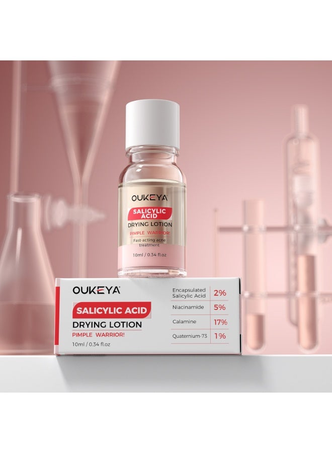 OUKEYA Acne Drying Lotion with Salicylic Acid – Double Acid Formula for Acne-Prone Skin, Oil Control, Redness Relief, Fade Marks – 29ml - Image 1