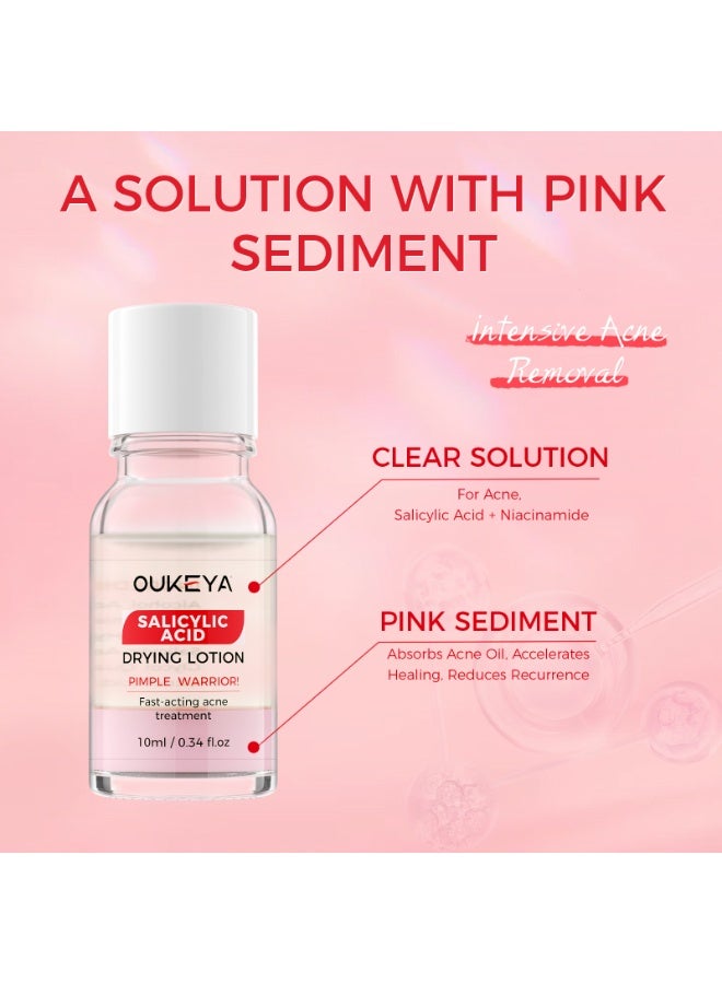 OUKEYA Acne Drying Lotion with Salicylic Acid – Double Acid Formula for Acne-Prone Skin, Oil Control, Redness Relief, Fade Marks – 29ml - Image 2