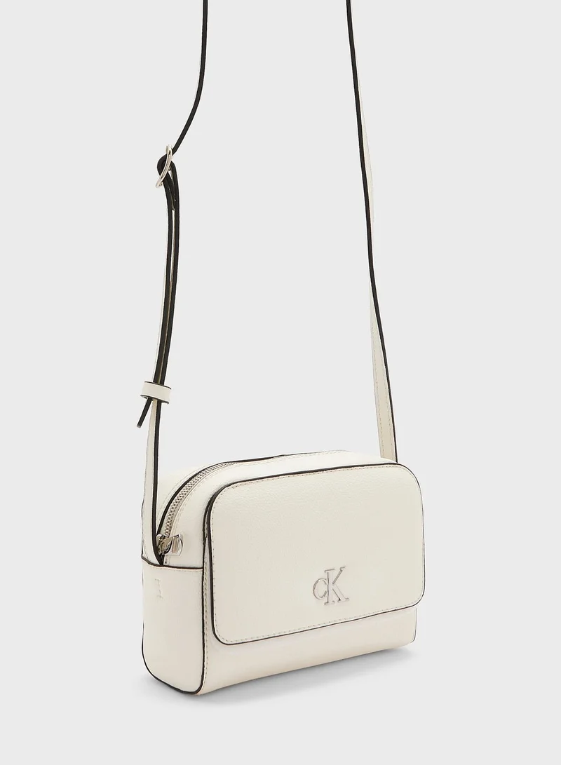 CALVIN KLEIN Flap Over Logo Detailed Crossbody