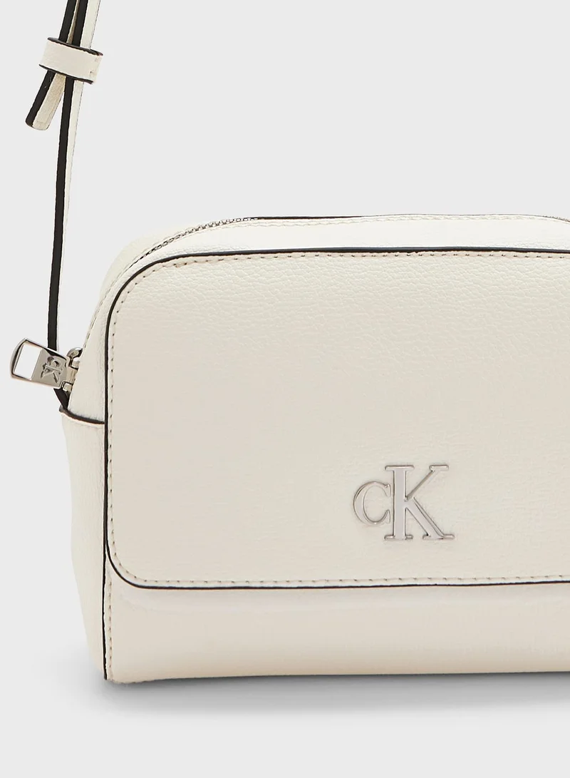 CALVIN KLEIN Flap Over Logo Detailed Crossbody