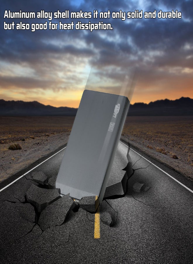علبة قرص صلب خارجي نحيف فائق السرعة 6 جيجابت في الثانية من الألومنيوم، مقاس 2.5 بوصة، SATA SSD HDD، مع منفذ USB 3.0 وكابل USB - Image 2
