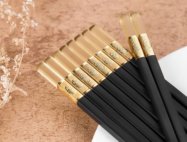 RIANZ Reusable Chopsticks Dishwasher Safe,9.5 Inch Fiberglass Chopsticks Set, Japanese Chinese Korean Chopsticks for Food, Non-Slip, Easy to Use (Pack of 5 Pairs) - Image 4