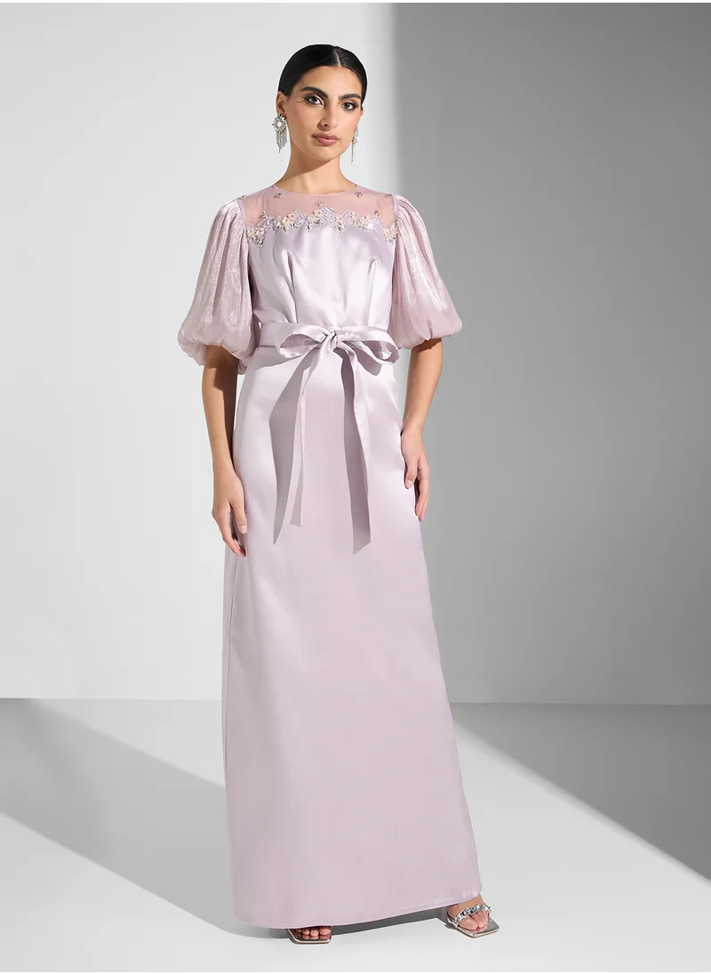 ايرا Tie Detail Baloon Sleeve Dress