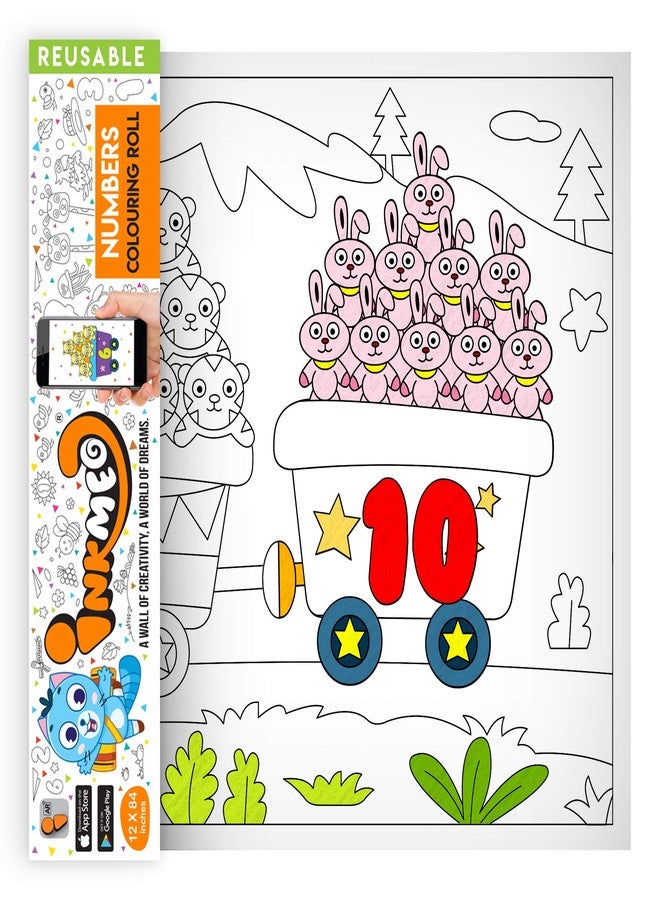 Inkmeo | Numbers Wall Colouring Roll | AR Enabled | Interactive Educational Learning Chart | for Kids | of All Ages | Best Gift | Size (6 X 40 Inches) | Number Recognition,Skill Building - Image 1