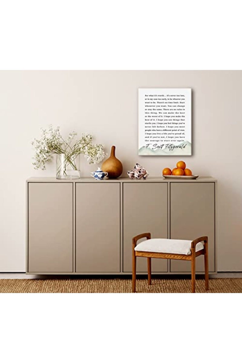 WKYAER Canvas Wall Art Inspirational Motivational Quote Decor, F. Scott Fitzgerald - For What It's Worth- Canvas Prints Poster Wall Art for Men and Women Home, School & Office Under, Size 12x15 - Image 5