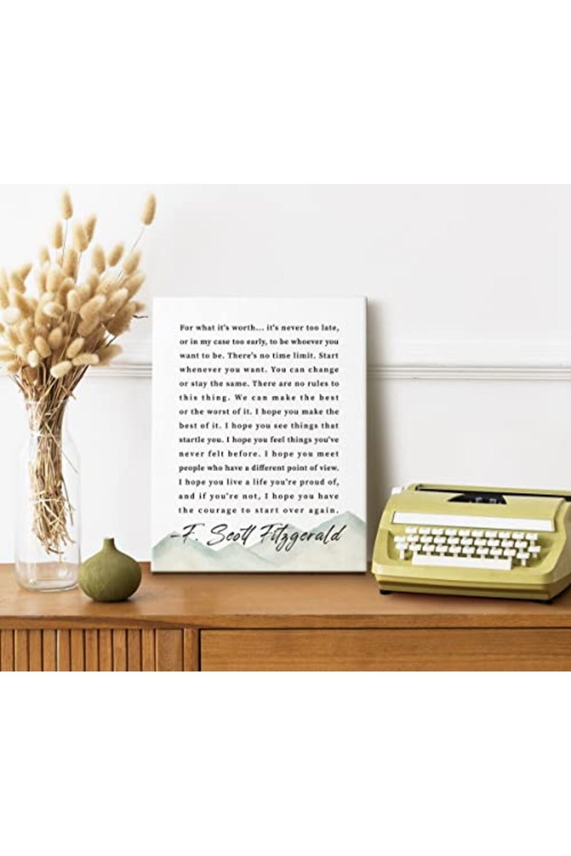WKYAER Canvas Wall Art Inspirational Motivational Quote Decor, F. Scott Fitzgerald - For What It's Worth- Canvas Prints Poster Wall Art for Men and Women Home, School & Office Under, Size 12x15 - Image 2