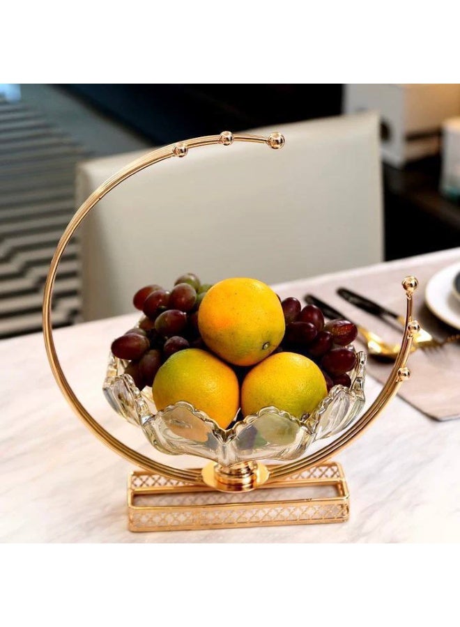 Bonbonniere and gold plate, crystal plate on a gold crescent-shaped stand - Image 3