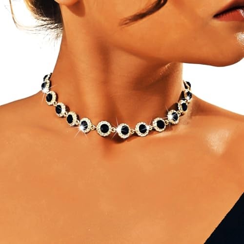 ACEDRE Black Crystal Choker Necklace Rhinestone Chokers Prom Costume Necklaces Jewelry for Women - Image 4