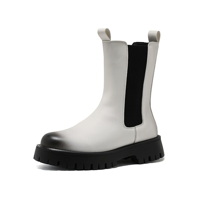 Winter Black Adult Boys Adhesive Shoes Men'S Round Toe Faux Fur Martin Boots 9612 - Image 1