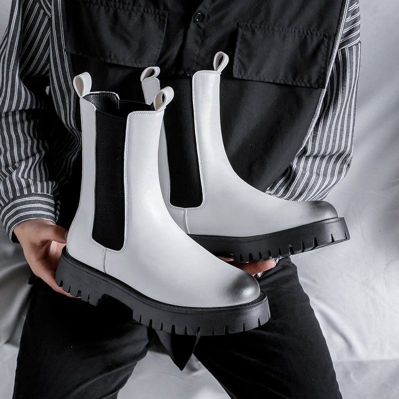 Winter Black Adult Boys Adhesive Shoes Men'S Round Toe Faux Fur Martin Boots 9612 - Image 5