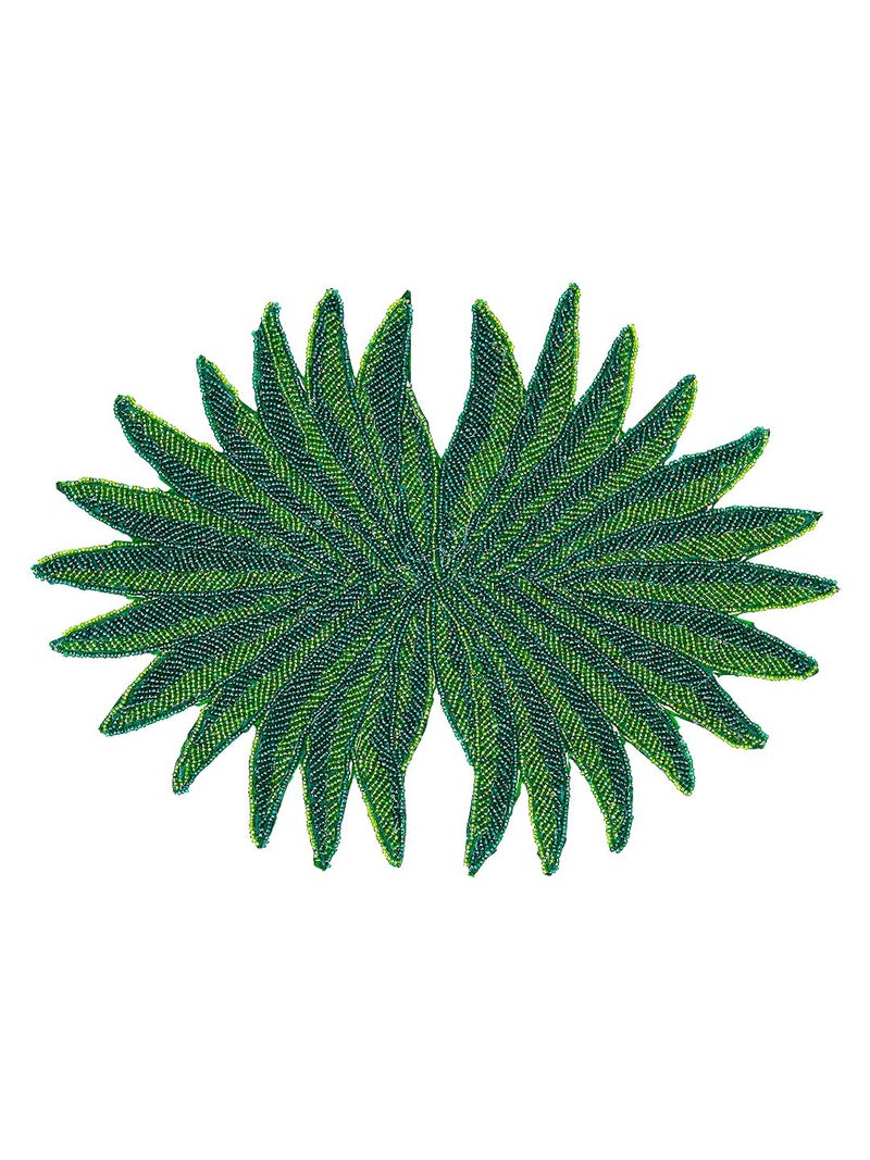AIVIK Poleyster placemats Beaded Design14 INCH Green Leaf Pattern Best for BedSide TableCenter Table Dining TableShelves - Image 4