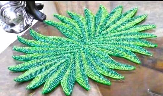 AIVIK Poleyster placemats Beaded Design14 INCH Green Leaf Pattern Best for BedSide TableCenter Table Dining TableShelves - Image 5