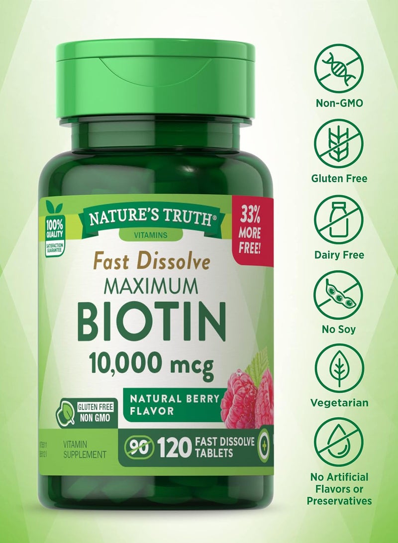 نايتشورز تروث ناتشرز تروث‏, أقصى قدر من البيوتين ، التوت الطبيعي ، 10،000 مكجم ، 120 قرص سريع الذوبان - Image 3