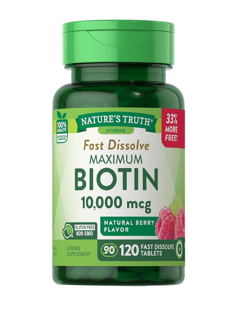 نايتشورز تروث ناتشرز تروث‏, أقصى قدر من البيوتين ، التوت الطبيعي ، 10،000 مكجم ، 120 قرص سريع الذوبان - Image 1