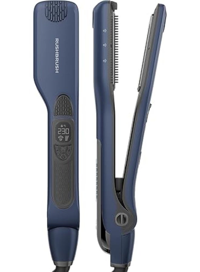 راش براش مكواة فرد الشعر بالبخار X5 برو، الواح تيتانيوم، تقنية نانو، حتى 230 درجة مئوية - كحلي. - Image 1