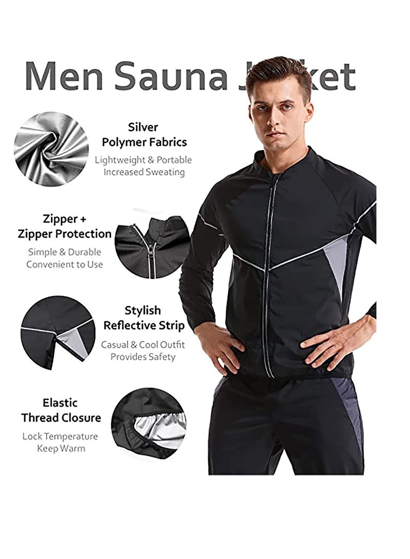Y&D Sauna Suit for Men Sweat Jacket Long Sleeve Workout Zipper Top Gym Fitness Shirt(Size L) - Image 3