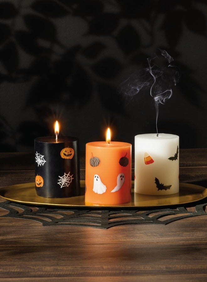 Mud Pie Halloween White Handpainted Pillar Candle - Image 3