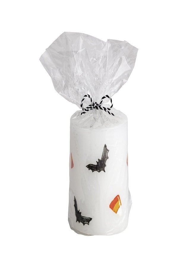 Mud Pie Halloween White Handpainted Pillar Candle - Image 1