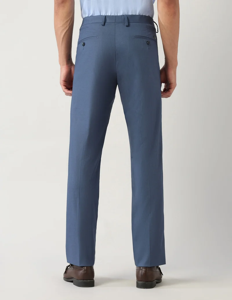 Arrow Blue Regular Fit Regular Autoflex Trousers for Men | Best Price UAE