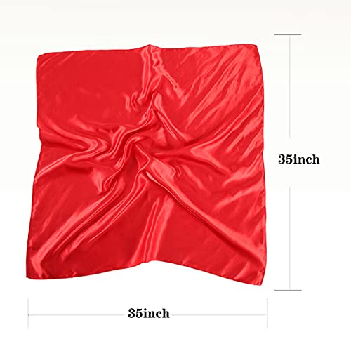 Tergy 12PCS 35" Satin Head Scarf Large Square Scarf Silk Feeling Fashion Hair Wrapping Scarves for Women Girls (12 Pieces) - Image 2
