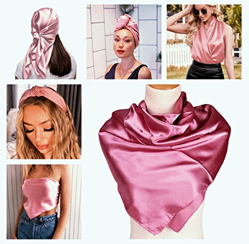 Tergy 12PCS 35" Satin Head Scarf Large Square Scarf Silk Feeling Fashion Hair Wrapping Scarves for Women Girls (12 Pieces) - Image 3