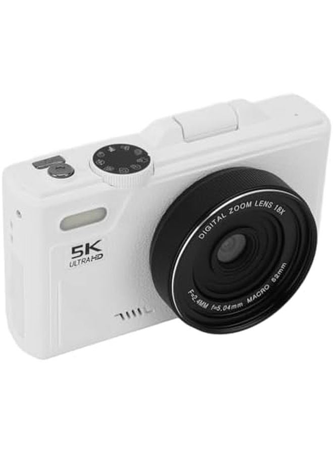 White 75MP 5K Mirrorless Camera 18X Zoom Autofocus 3 Inch Screen Smile Detection Multi Axis Stabilization Travel Photography - Image 5