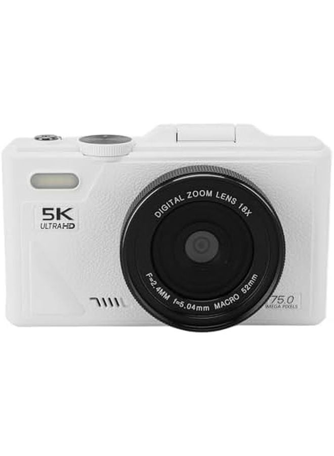 White 75MP 5K Mirrorless Camera 18X Zoom Autofocus 3 Inch Screen Smile Detection Multi Axis Stabilization Travel Photography - Image 3