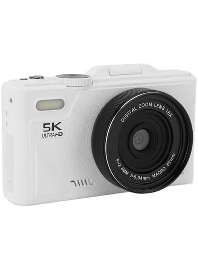 White 75MP 5K Mirrorless Camera 18X Zoom Autofocus 3 Inch Screen Smile Detection Multi Axis Stabilization Travel Photography - Image 4