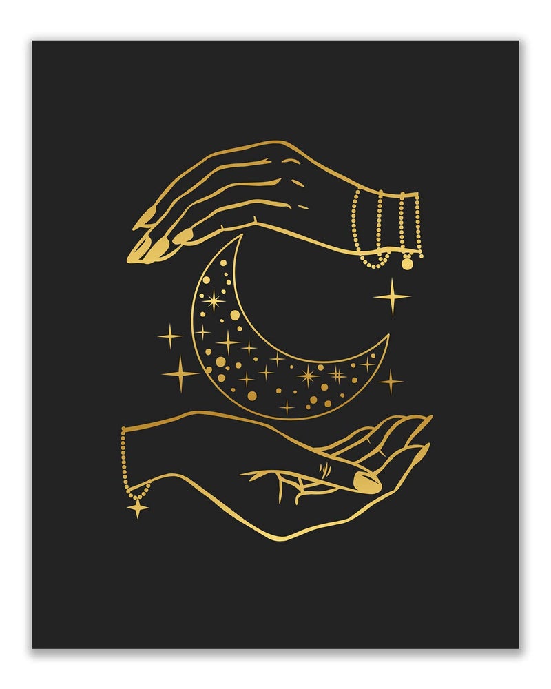 DEFLECTAIR Occult Gold and Black Prints - Set of 6 (8x10) Glossy Wall Art Decor Alchemy - Witch -Third Eye - Planets - Image 5