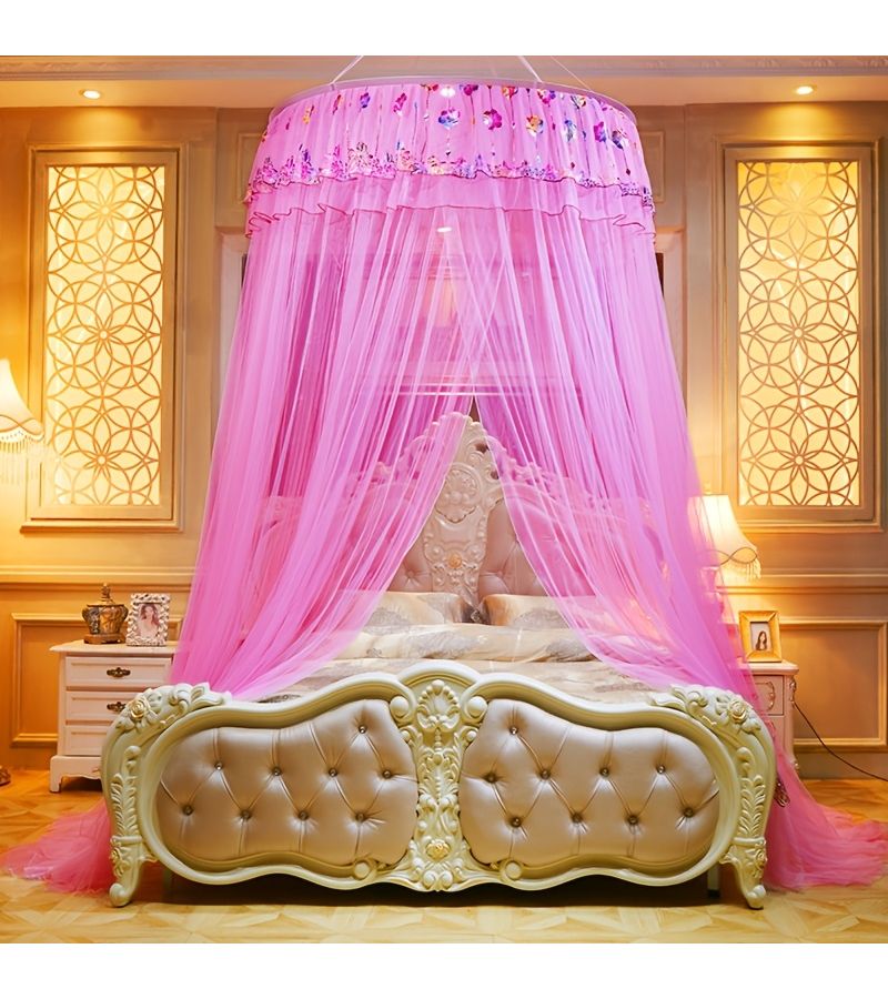 Pink Princess Style Mosquito Net Double Layer Lace 360 Coverage No Installation Required For 11024inch - Image 5