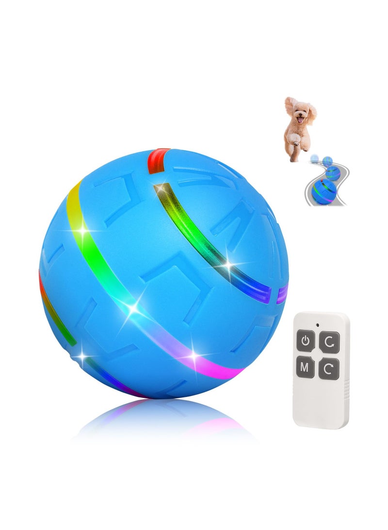 SYOSI Interactive Dog Ball Toy - Peppy Pet Ball with Remote Control LED Lights, Automatic Moving Dog Toy for Small, Medium, Large Dogs, Waterproof and Durable, USB Rechargeable (Blue) - Image 1