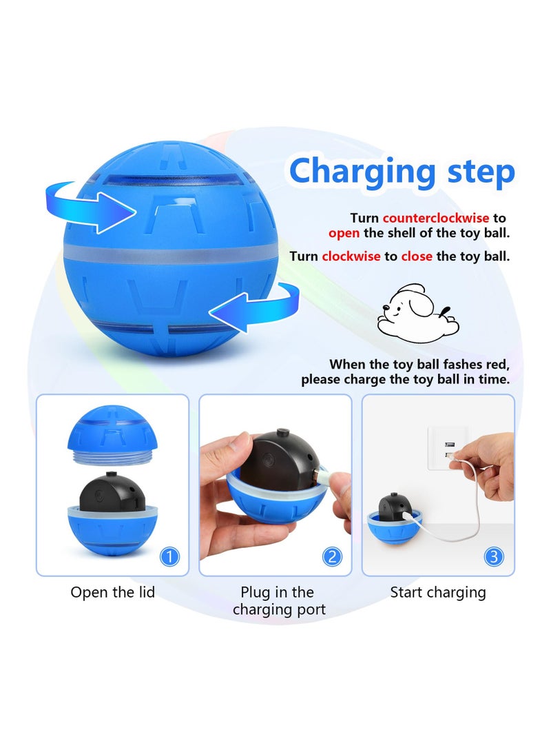 SYOSI Interactive Dog Ball Toy - Peppy Pet Ball with Remote Control LED Lights, Automatic Moving Dog Toy for Small, Medium, Large Dogs, Waterproof and Durable, USB Rechargeable (Blue) - Image 3