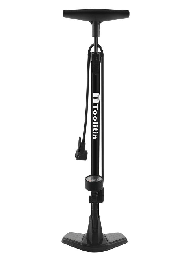 TOOLITIN Bike Pump with Gauge,160 Psi High Pressure,Floor Bicycle Pump Compatible with Presta and Schrader Valve,Detachable Bike Tire Pump for Road Bike,MTB,Hybrid,Balls - Image 1