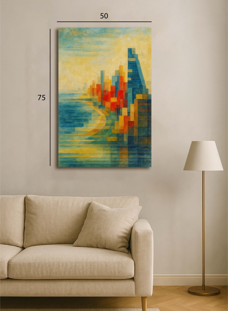 تذكار لوحة كانفاس فنية تعبّر عن مدينة جدة بأسلوب تجريدي حديث - Image 4