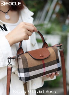 Women's Handbag Canvas Plaid Bag with Leather Handles Adjustable Shoulder Strap Small Size Stylish High-End Tote Bag Shoulder and Crossbody Bag - pzsku/Z4DBF6D2D3291F195329BZ/45/_/1730096474/9b676073-b6f8-4c92-b014-232662c403b5