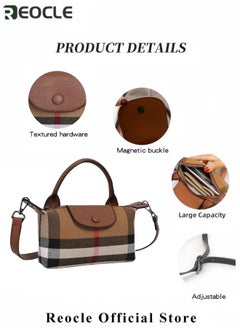 Women's Handbag Canvas Plaid Bag with Leather Handles Adjustable Shoulder Strap Small Size Stylish High-End Tote Bag Shoulder and Crossbody Bag - pzsku/Z4DBF6D2D3291F195329BZ/45/_/1730096476/a12fc89e-d72d-40a1-8d52-9192b0f9e606