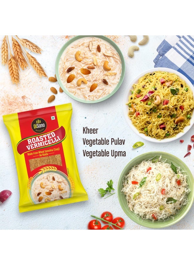 DISANO Roasted Wheat Vermicelli, No Maida, 850 Gram, Cholesterol Free (Pack of 2) - Image 2