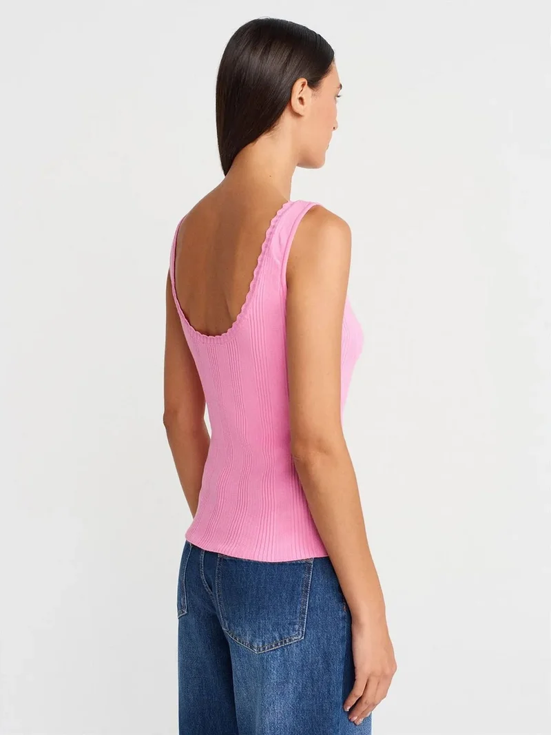 ديلفين Dilvin Ribbed Sleeveless Boat Neck Blouse