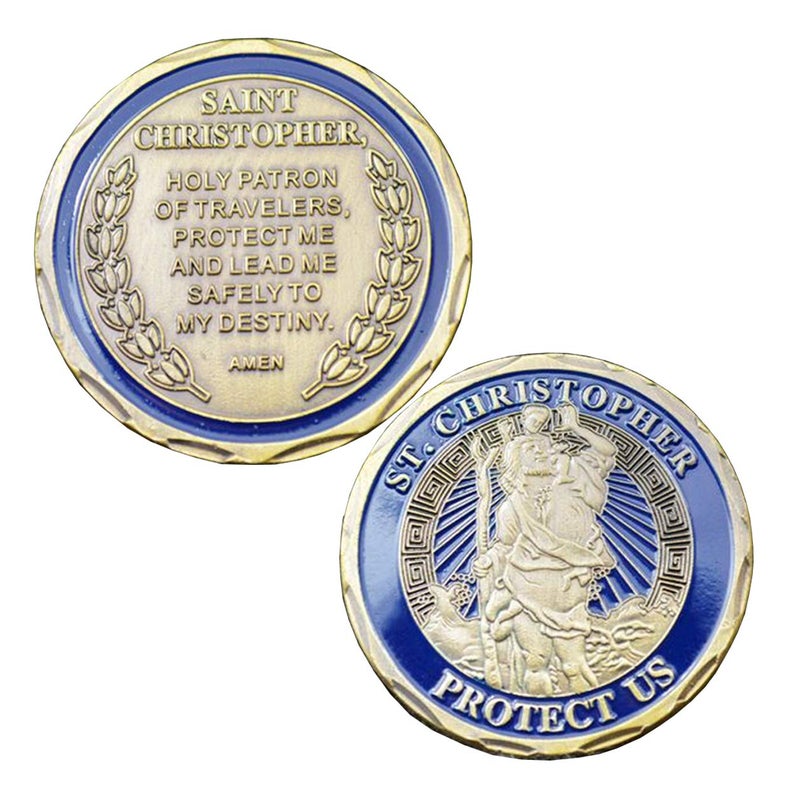 WOERDA St Christopher Protect Us Challenge Coin Prayer Coin - Image 3