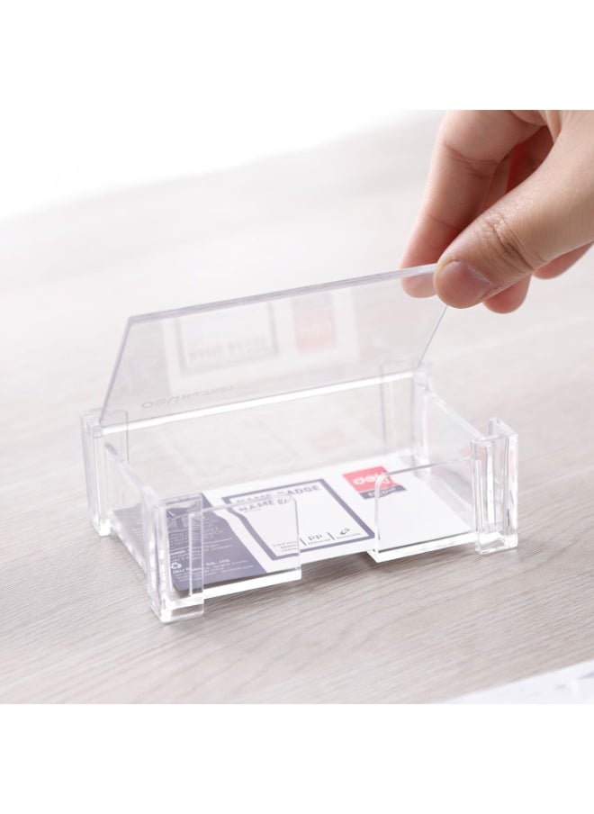 Deli - Deli E7621 Business Card Holder – Transparent, 103×68×34mm, Large Capacity, Ultra Clear GPPS for Easy Organization - Image 1
