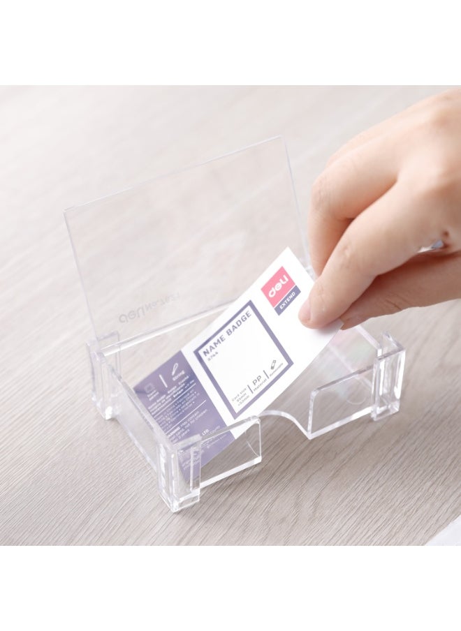 Deli - Deli E7621 Business Card Holder – Transparent, 103×68×34mm, Large Capacity, Ultra Clear GPPS for Easy Organization - Image 1